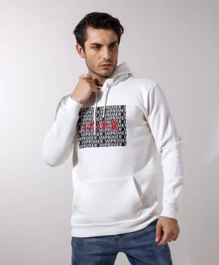 Φούτερ με κουκούλα - Λευκό