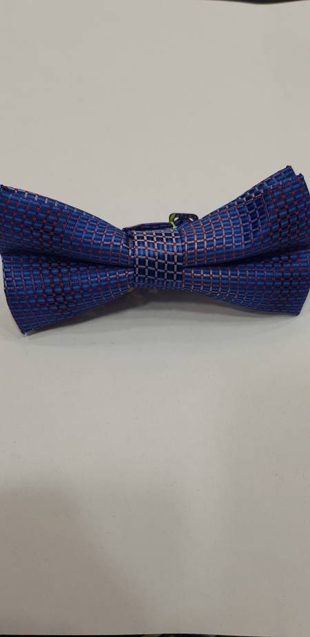 blue patterned bow tie